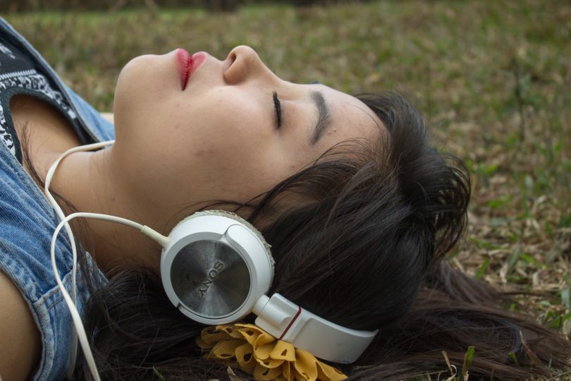 girl getting chills listening to music