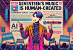 A-vibrant-and-detailed-image-illustrating-Woozi-of-SEVENTEEN-addressing-AI-claims