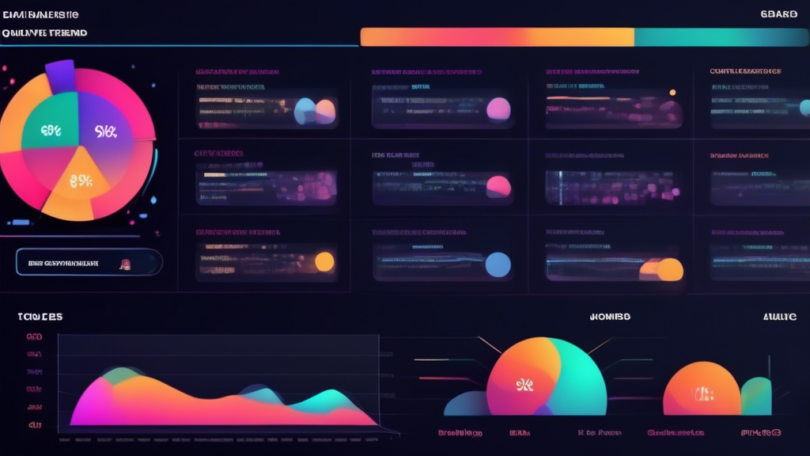 Create an image of an AI-powered data analysis tool being used to generate qualitative insights for the entertainment industry. The tool should be visually engaging and show a detailed analysis of dat